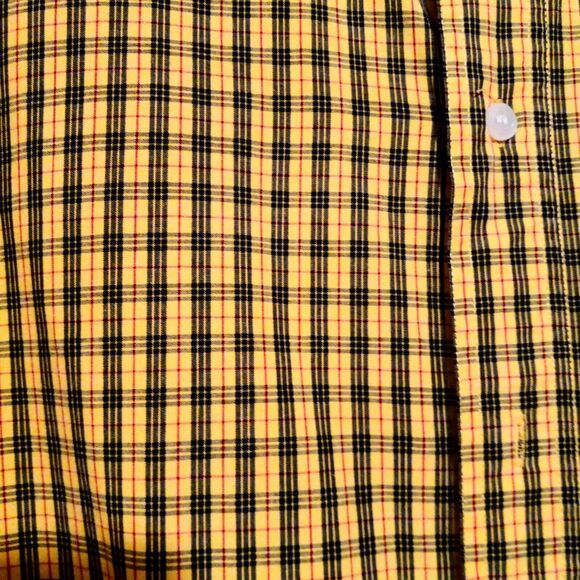 Steve & Barrys Size XXL Relaxed Fit Yellow Plaid Button Down Shirt-Pocket-Biker - Picture 4 of 9